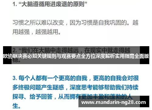 欧协联决赛必知关键规则与观赛要点全方位深度解析实用指南全面版 欧协联决赛必知关键规则与观赛要点全方位深度解析实用指南全面版