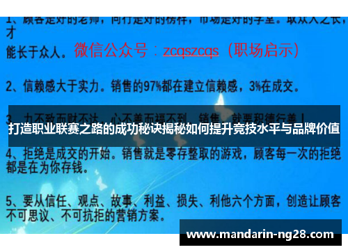 打造职业联赛之路的成功秘诀揭秘如何提升竞技水平与品牌价值